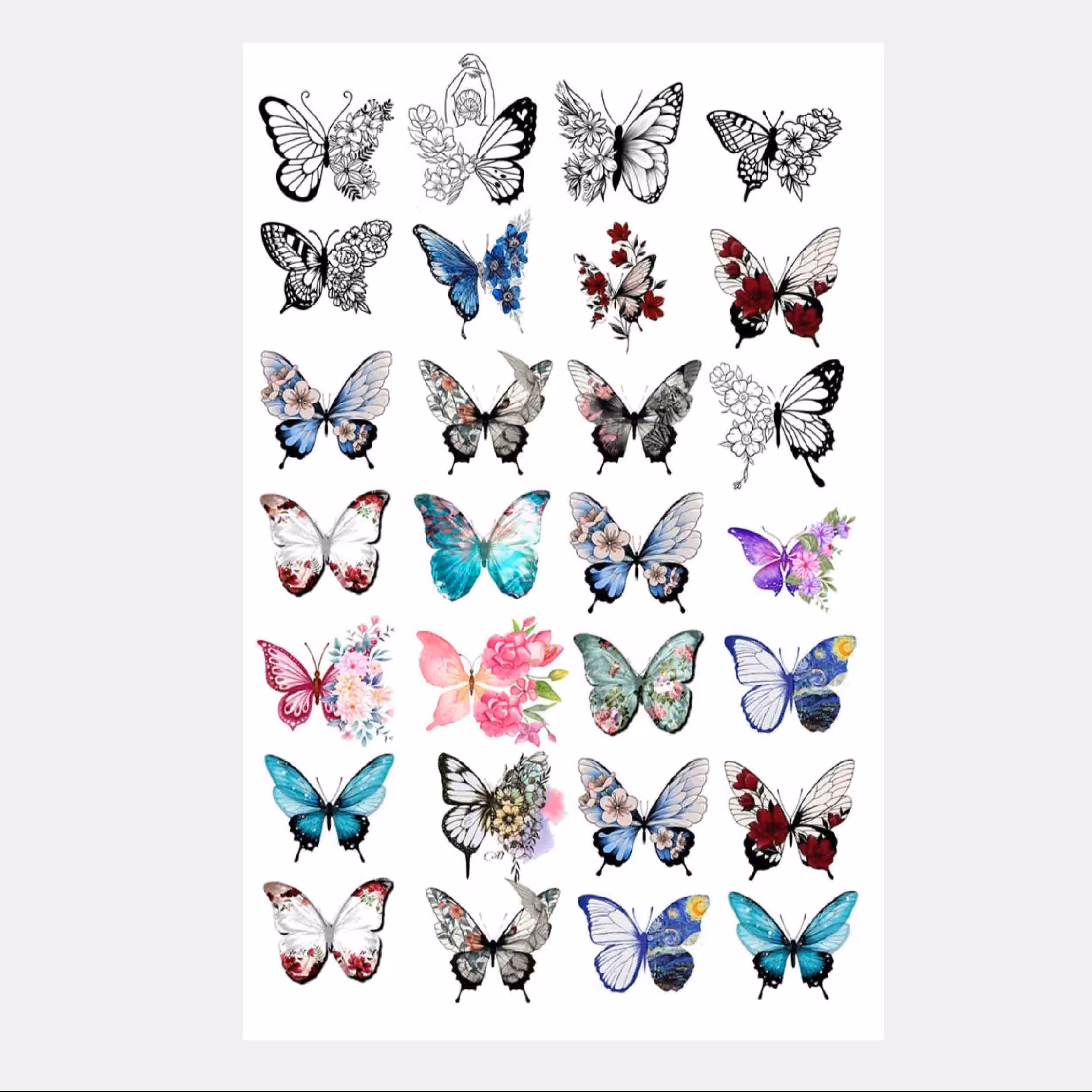 طلق ترنسپرنت یا رزین مدل پروانه های شاد ابعاد 20 در 30 سانتی متر 