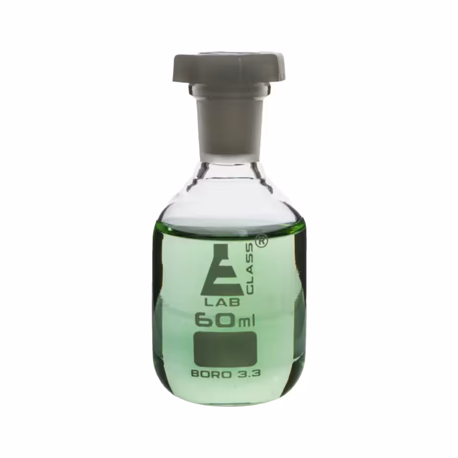 بطري و درب شيشه ای پودري 500ml Eisco