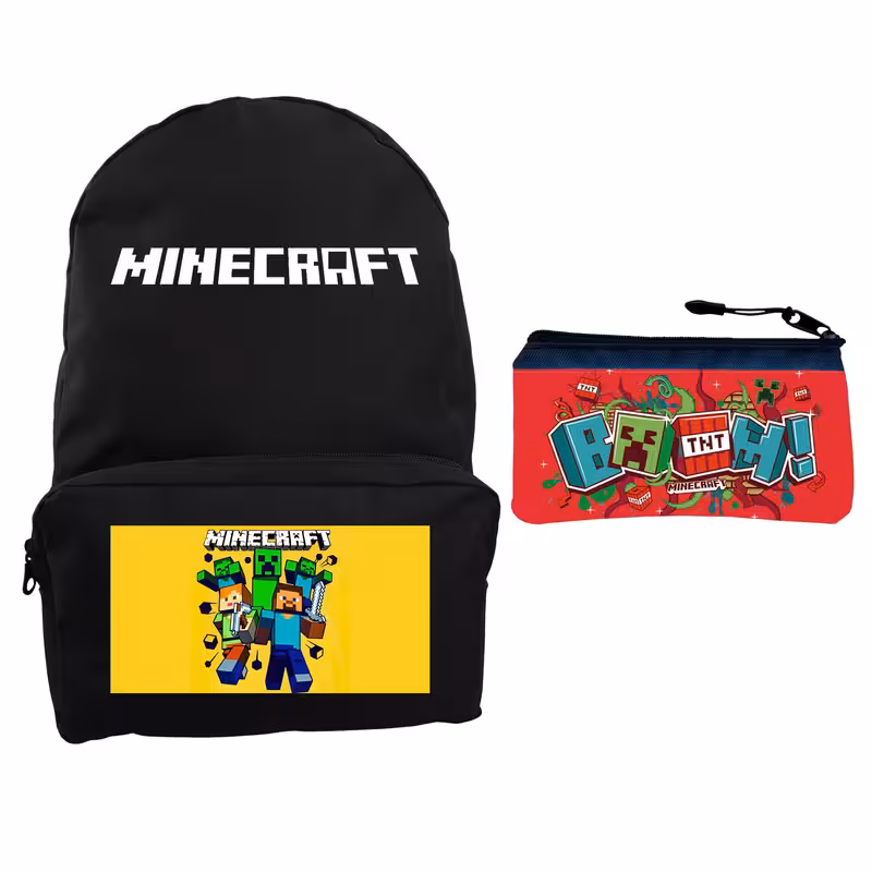 کوله پشتی مدرسه مدل ماین کرفت کد 42 به همراه جامدادی | چاوه