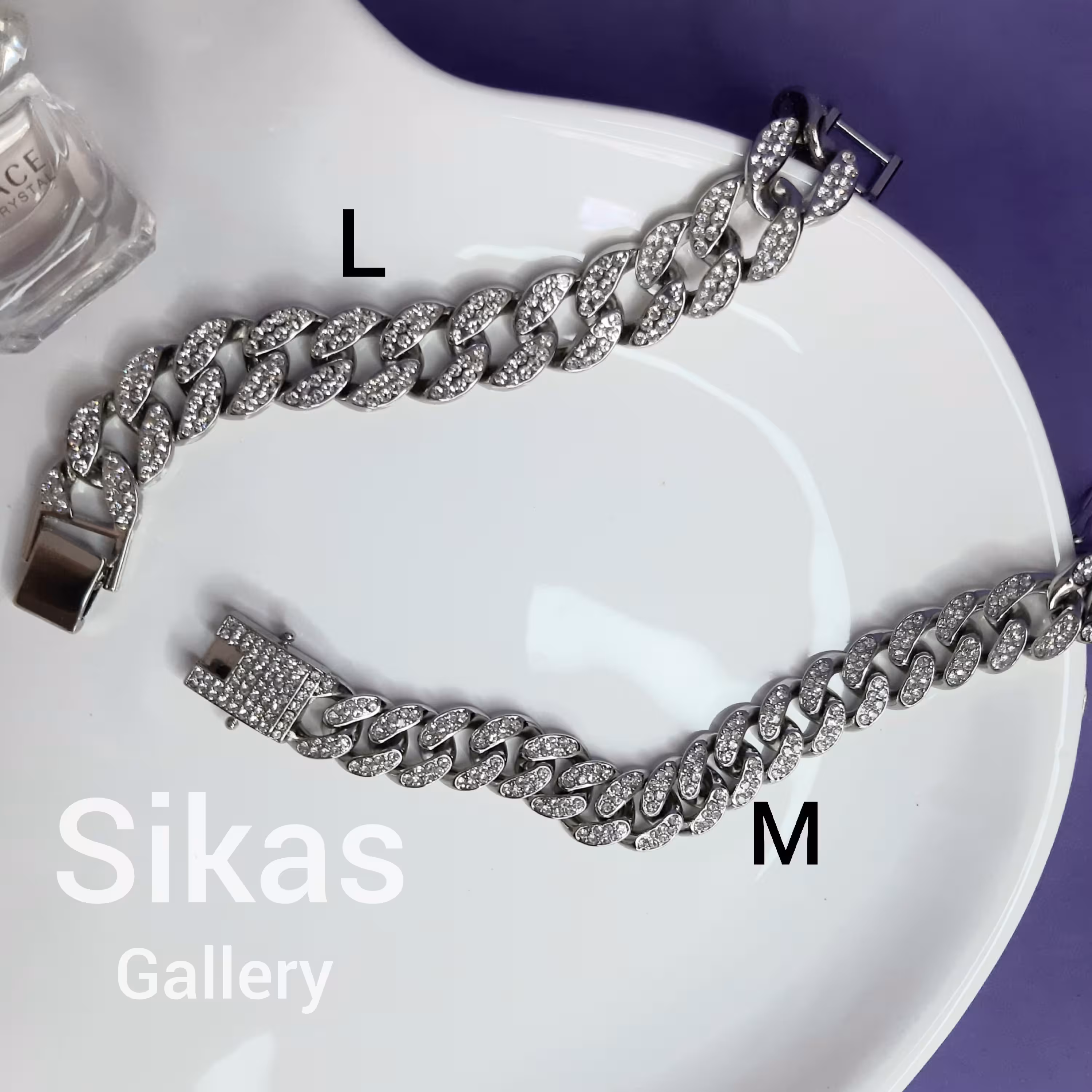 دستبند کارتیر فول نگین قفل کوبایی رادیوم طلا 