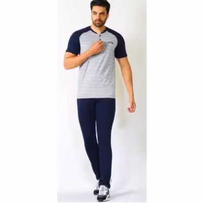 ست تیشرت و شلوار مردانه راه راه کد 8514