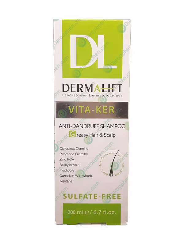 شامپو ضد شوره درمالیفت مناسب موها و شوره چرب – Dermalift Vita Ker Anti Dandruff Shampoo For Greasy Hair