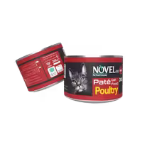 کنسرو گربه طعم پته بیف و گوشت بره برند Novel نوول 200 گرمی