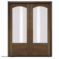 درب شیشه‌دار چوبی با رنگ طبیعی گردو کد 1180