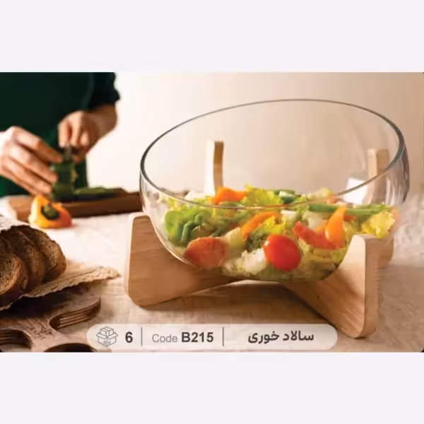 کاسه سالاد مورب چوب شیشه Blwood