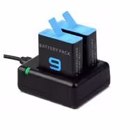 شارژر باتری دوربین مدل H-9 مناسب برای دوربین ورزشی گوپرو Hero 9 به همراه 2 عدد باتری لیتیومی قابل شارژ