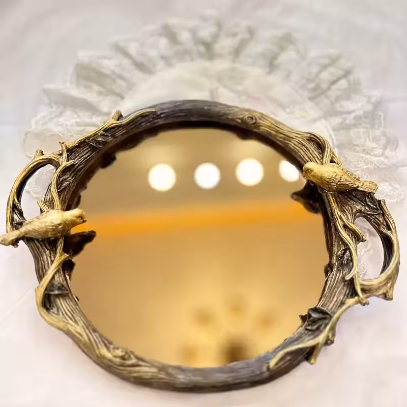 سینی گنجشکی کف آینه سینی سرو و پذیرایی