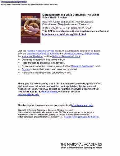 خرید و دانلود نسخه کامل کتاب Sleep disorders and sleep deprivation: an unmet public health problem