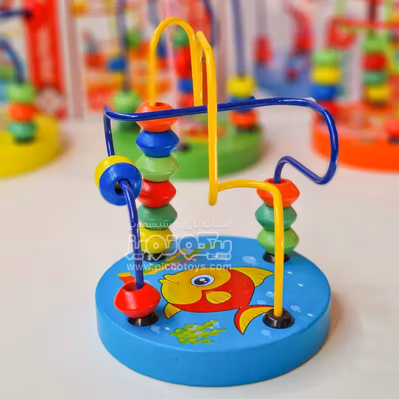 اسباب بازی میله و مهره‌ی چوبی مدل ماهی کد 7027