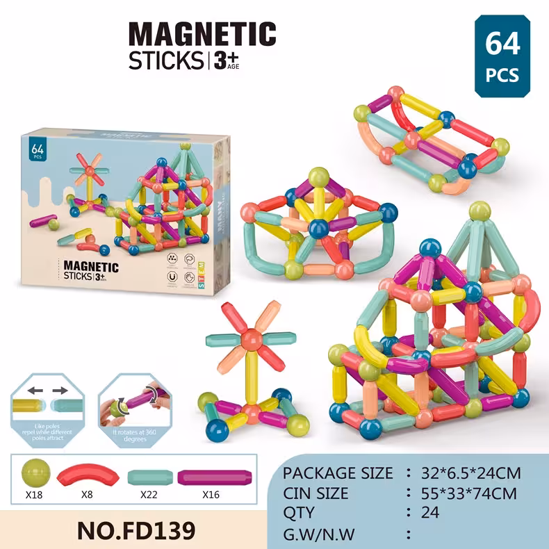 مگنت اورجینال زنبوری رنگی 64تیکه قطعات درشت