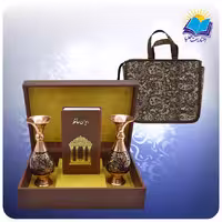 حافظ پالتويی چرم با دو گلدان الماس تراش 16 با ساک ترمه هدیه (كد 90150)
