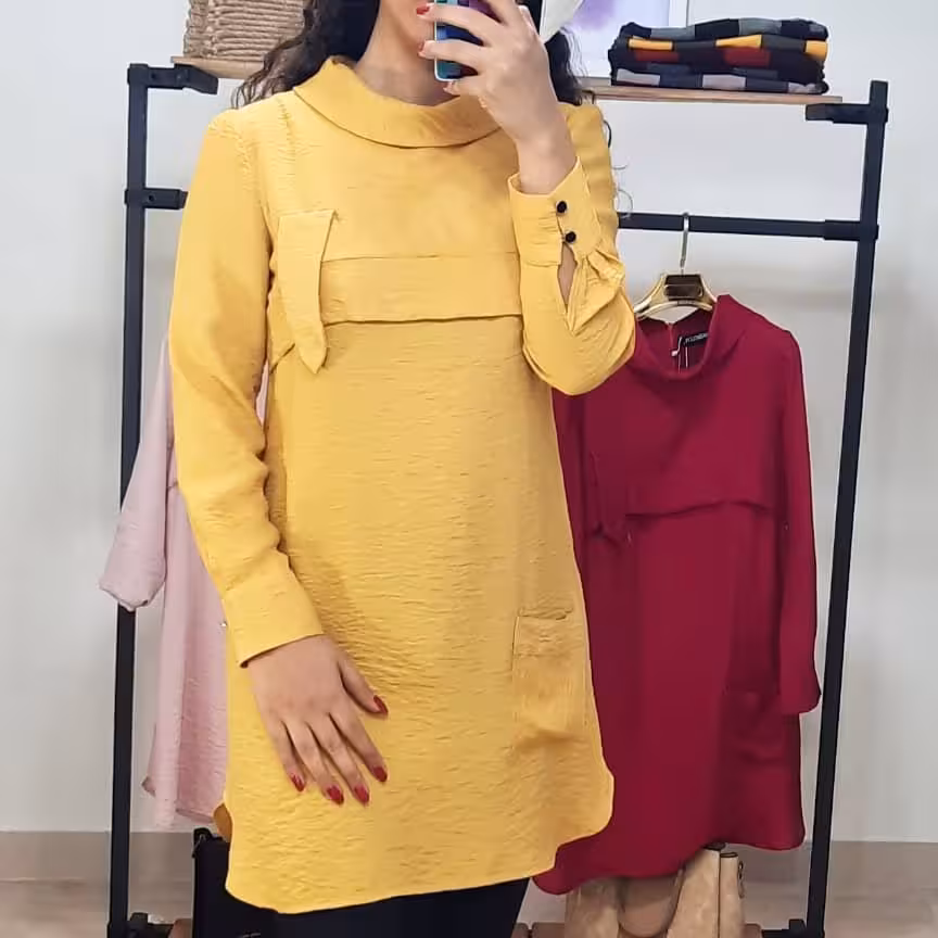 حراج تونیک مانتویی ابرو و بادی خردلی و صورتی و سرخابی
