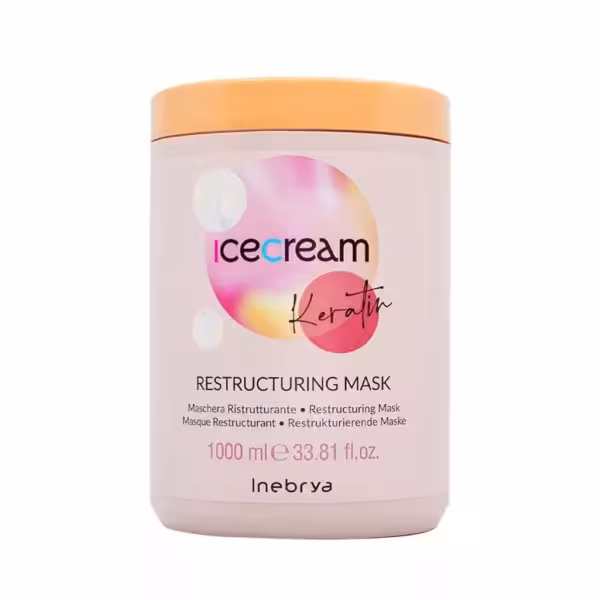 ماسک مو کراتین اینبریا آیس کریم مناسب مو خشک Inebrya Ice Cream Keratin Restructuring Mask – Maschera Ristrutturante