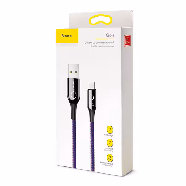 کابل شارژ C-shaped Light Intelligent power-off Cable Red باسئوس - فروشگاه اینترنتی پروتاچ