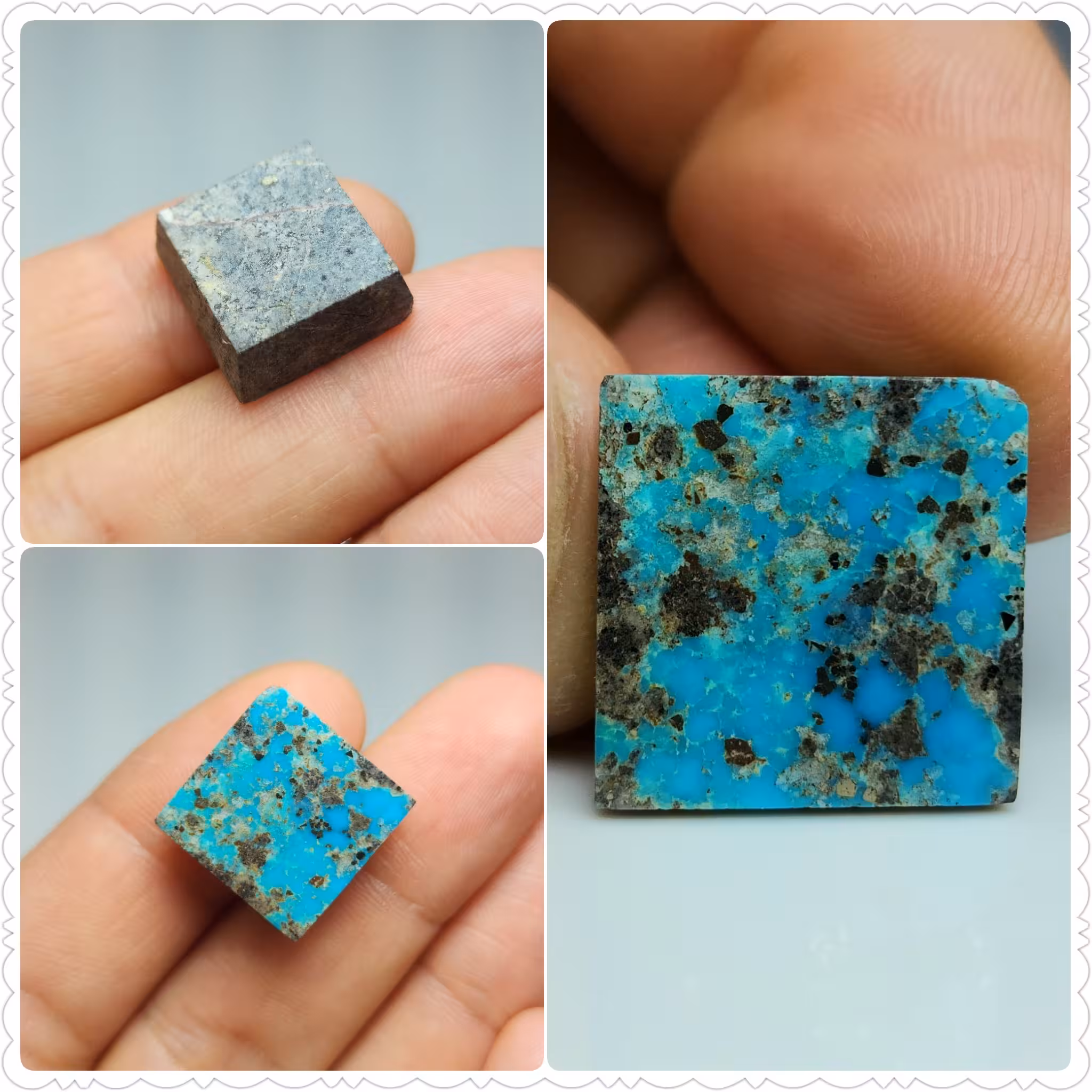 نگین فیروزه نیشابوری اصل و طبیعی تراش چهارگوش