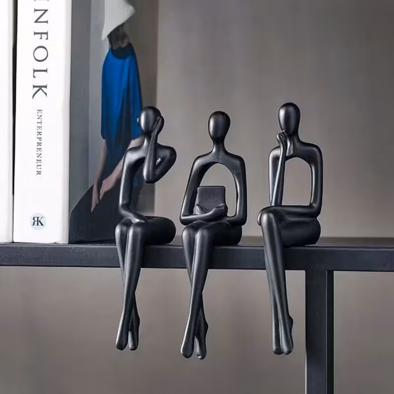 مجسمه مدل آدمک کتابخوان مینیمال مجموعه 3 عددی