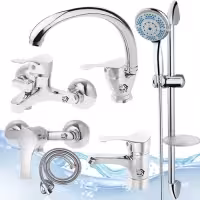 مجموعه 6تکه لاله کروم همراه علم دوش تک کاره