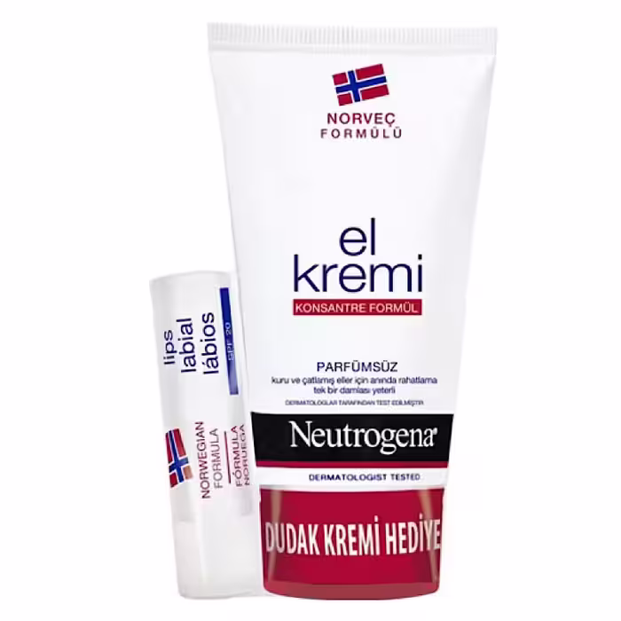 مشخصات، خرید و قیمت پک مرطوب کننده دست نوتروژینا 75 میل به همراه بالم لب SPF20 نوتروژینا ⭐️ ویان مارکت