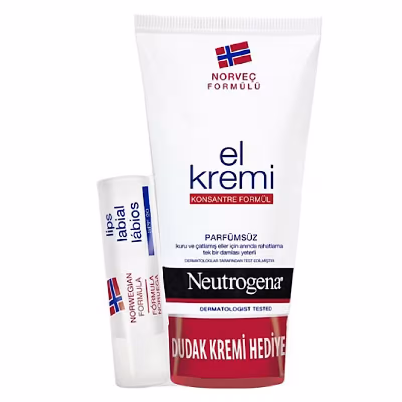 مشخصات، خرید و قیمت پک مرطوب کننده دست نوتروژینا 75 میل به همراه بالم لب SPF20 نوتروژینا ⭐️ ویان مارکت