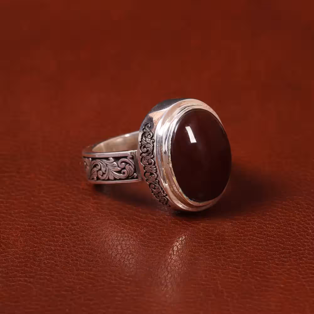 انگشتر عقیق مردانه کد 29971 - جواهری مشاهیر