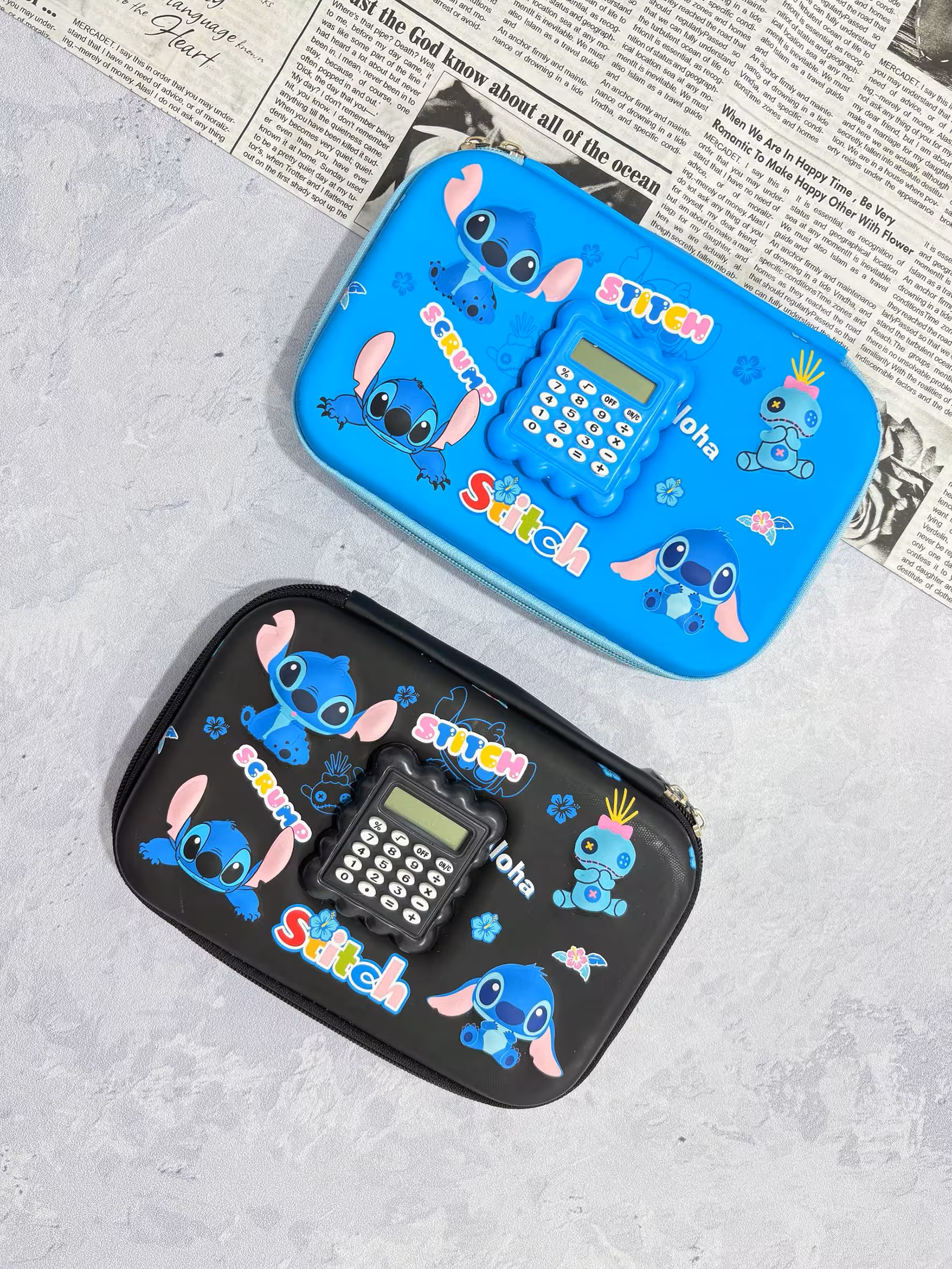 جامدادی کتابی بزرگ ماشین حساب دار طرح استیچ