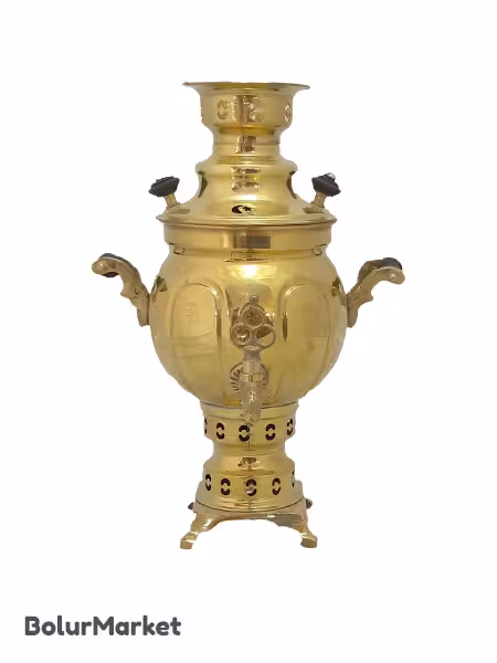 سماور زغالی برنجی زرد 1/5لیتر