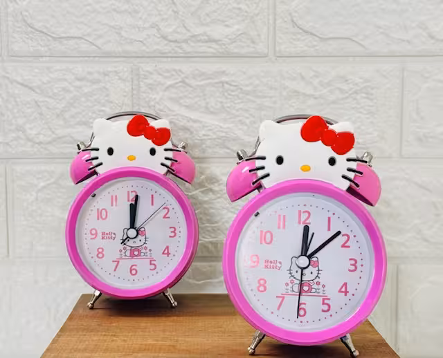 ساعت رومیزی کودک طرح کیتی2-صورتی