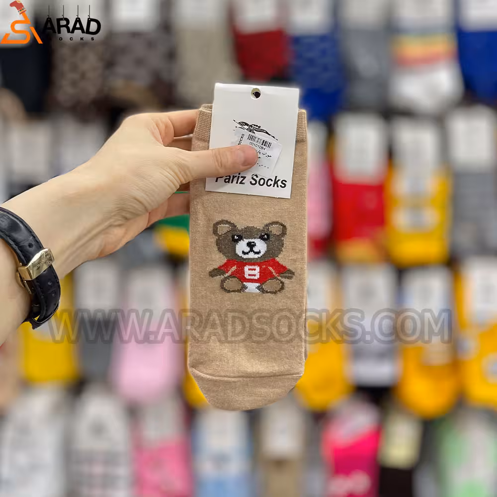 جوراب مچی طرح خرس قهوه ای