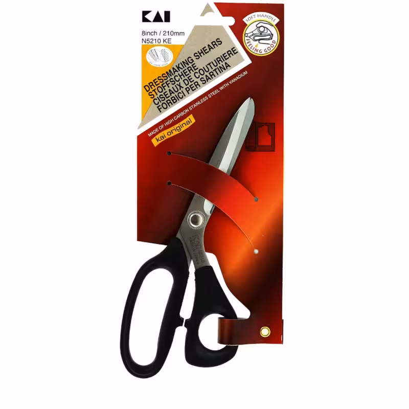 قیچی خیاطی حرفه‌ای کای Kai N-5210 KE – ساخت ژاپن | برش دقیق برای انواع پارچه‌ها با طراحی ارگونومیک