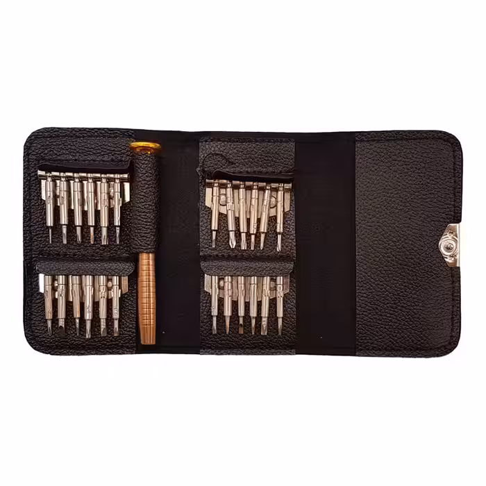 پیچ گوشتی و سری پیچ گوشتی مدل کیف چرمی بسته 25 عددی