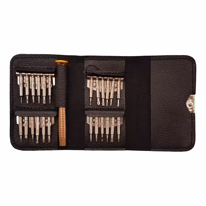 پیچ گوشتی و سری پیچ گوشتی مدل کیف چرمی بسته 25 عددی