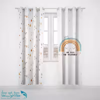 پرده پانچی اتاق کودک طرح رنگین کمون کد A2758