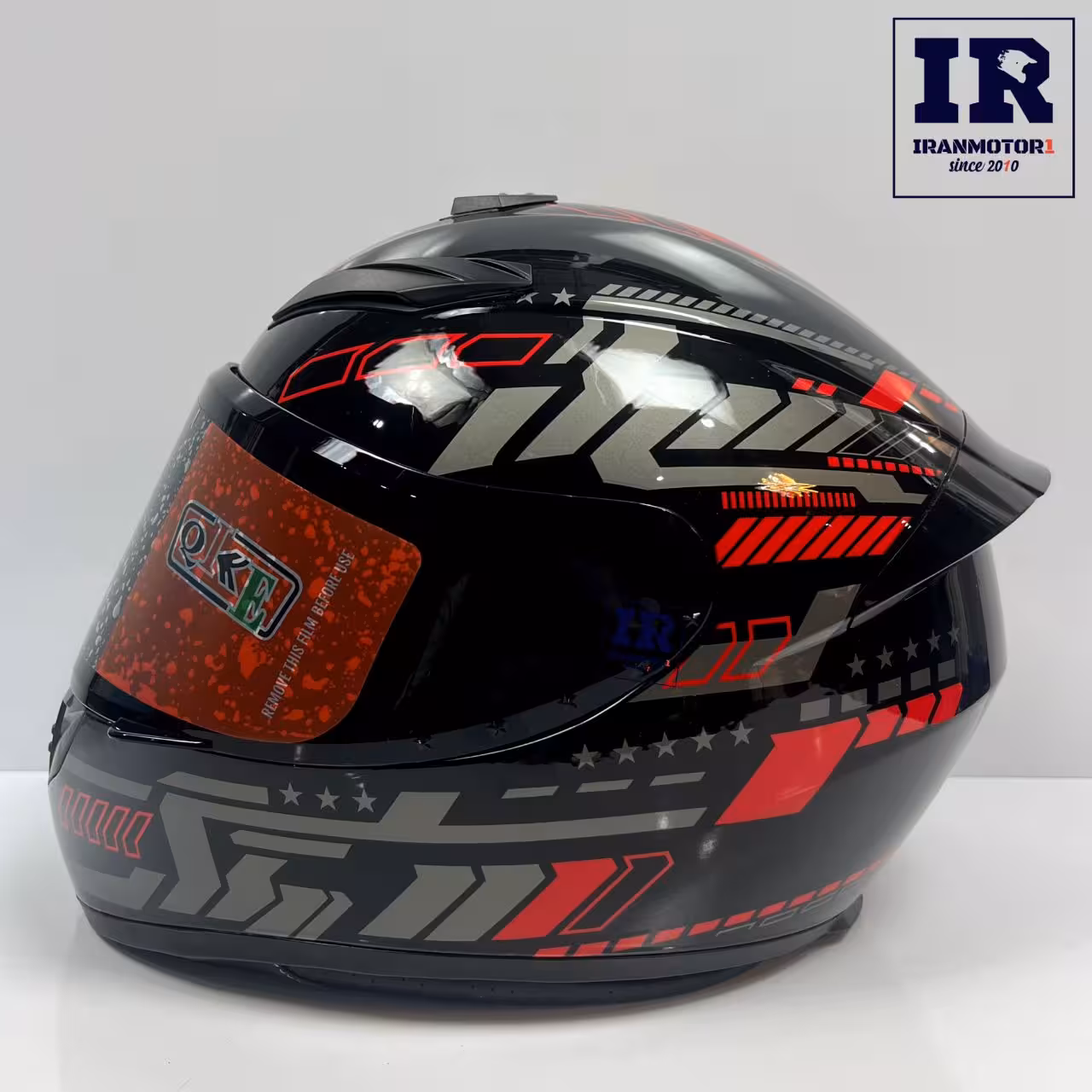 کلاه کاسکت فک ثابت کایک Qike - طرح agv مشکی قرمز