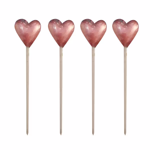 شمع تولد قلبی صورتی بسته 4 عددی