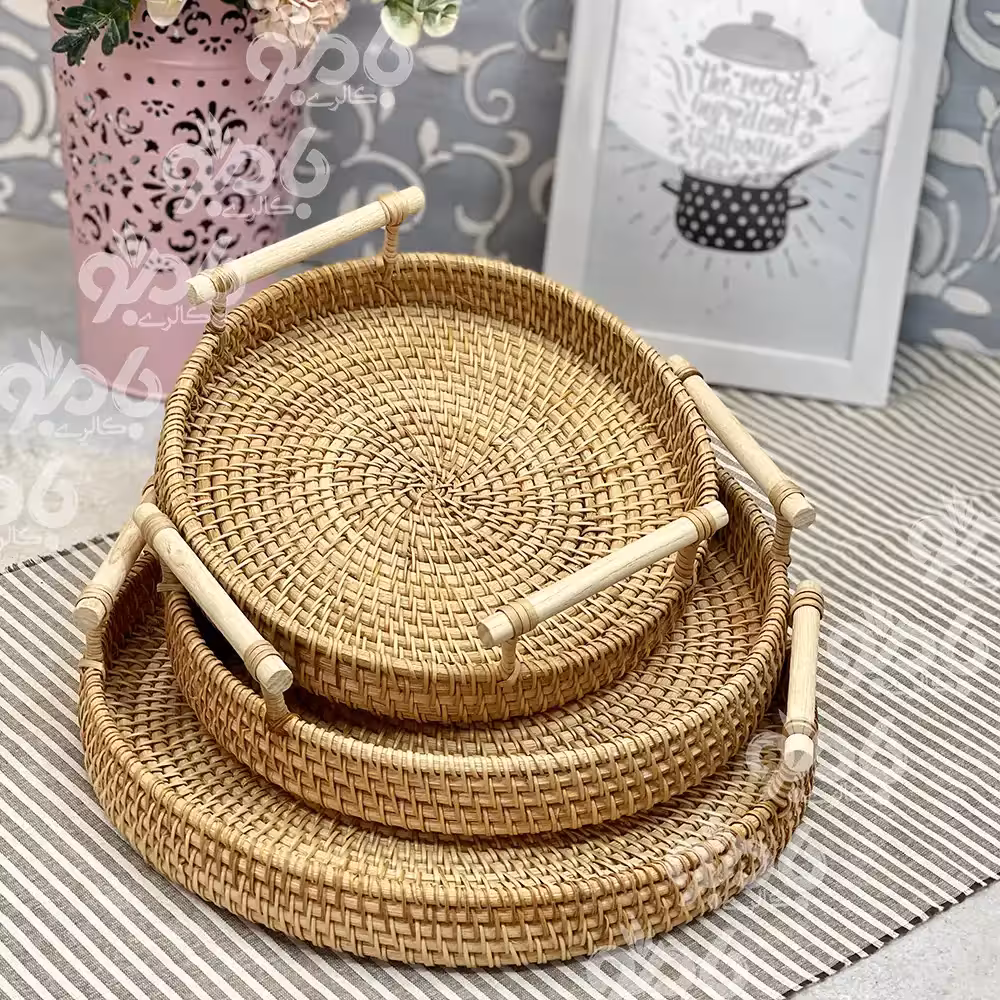 سینی حصیری طبیعی گرد وارداتی