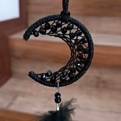 دریم کچر(آویز ماشین) با طرح ماه رنگ مشکی