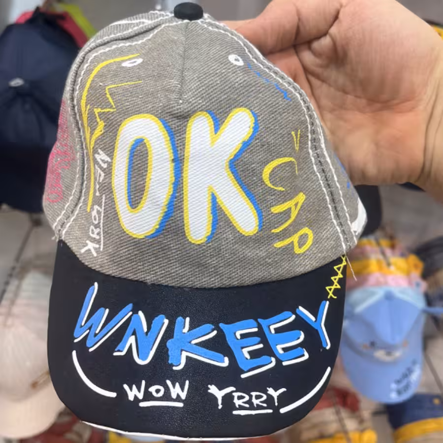 کلاه کتان چاپی طرح OK