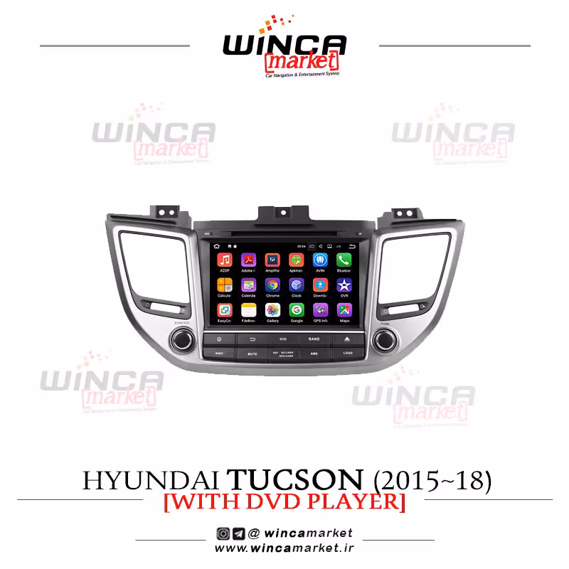 مانیتور اندروید هیوندای توسان 2015-18 فابریک دی وی دی خور ولوم دار