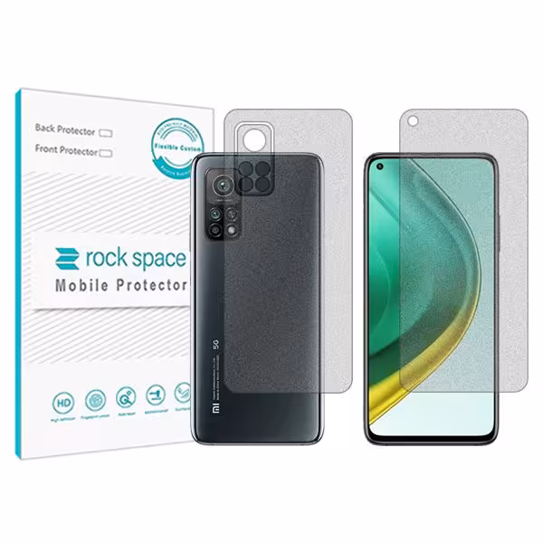 گلس صفحه نمایش و پشت گوشی شیائومی Mi 10T Pro 5G مدل نانو هیدروژل گیمینگ برند راک اسپیس کدSS