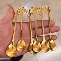قاشق چای خوری برگ طلایی L16 | amazonchi