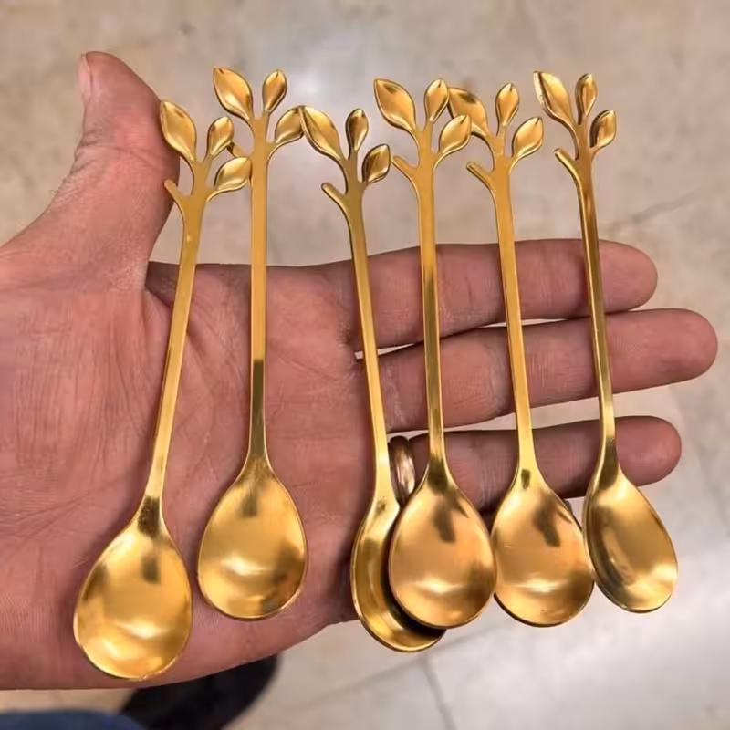 قاشق چای خوری برگ طلایی L16 | amazonchi