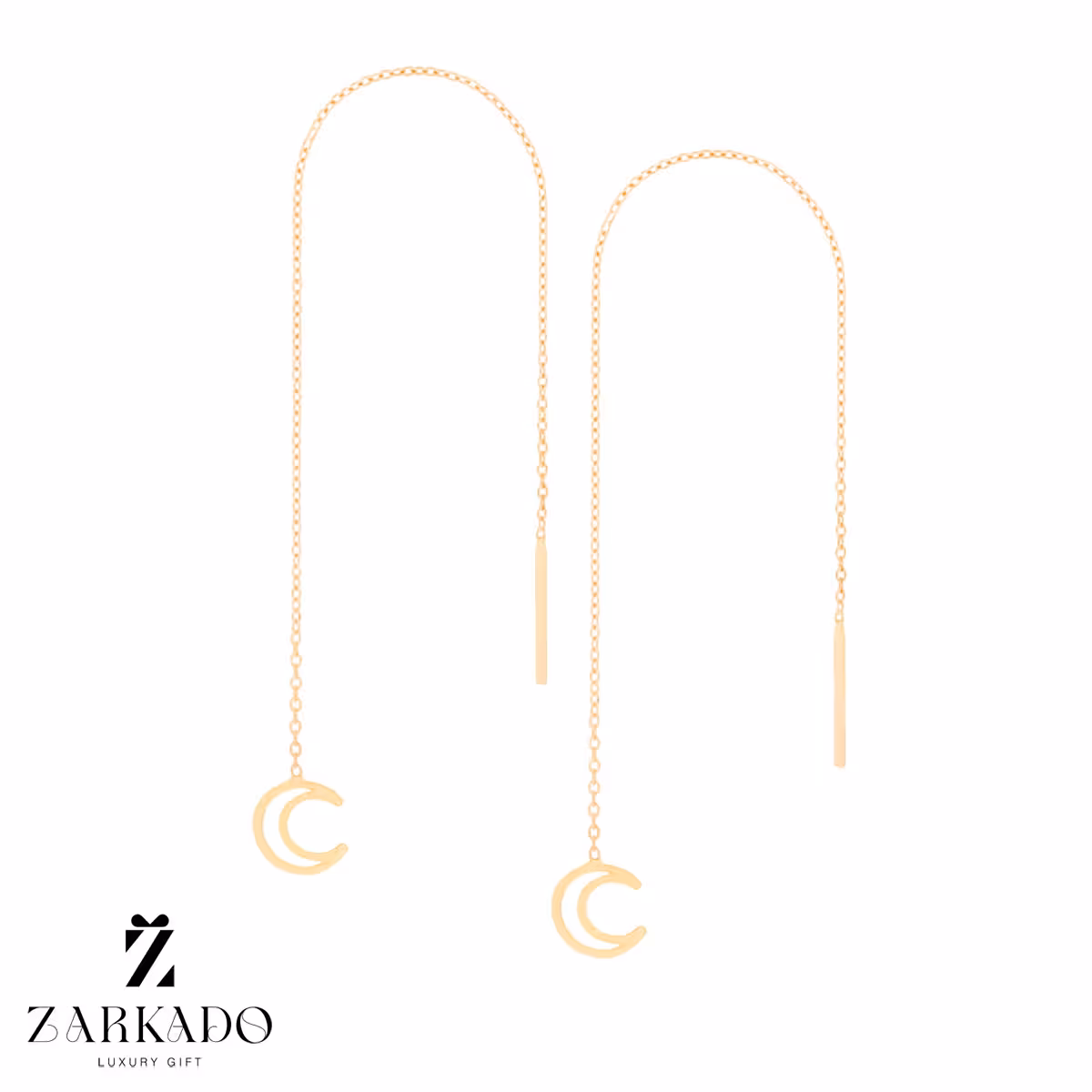 گوشواره بخیه ای طلا طرح ماه کد E15163