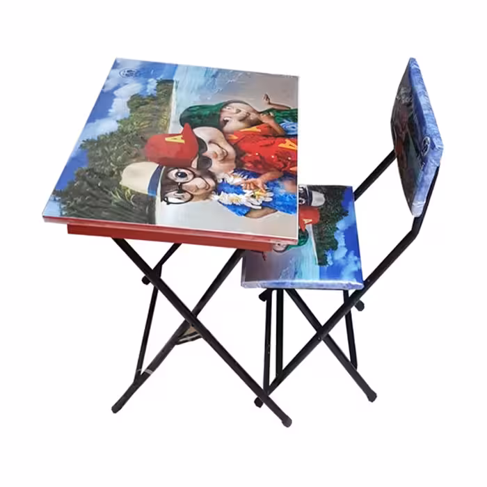 ست میز تحریر و صندلی آسایش مدل تاشو باکسدار طرح آلوین و سنجاب ها