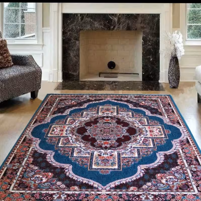 فرش ماشینی12متری  کاشان  نقشه ناردون آبی(ارسال رایگان)