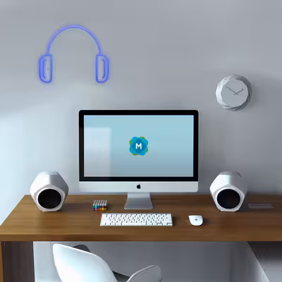 چراغ دیواری نئون دیزاین طرح Headphone_BL