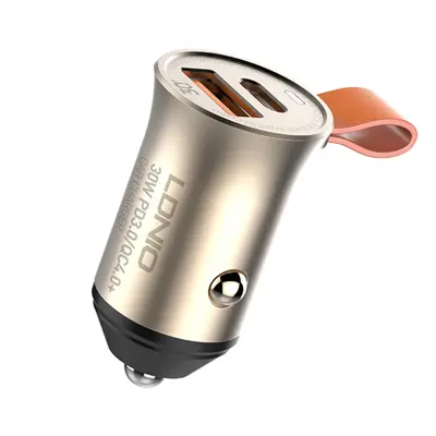شارژر فندکی الدینیو مدل C509Q به همراه کابل USB-C