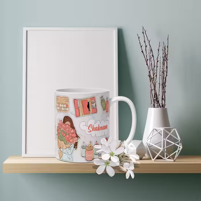 ماگ مدل شبنم طرح استیکر دخترونه