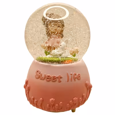 گوی موزیکال مدل پمپی Sweet Life طرح دختر مهربون و خرگوش کوچولو کد PB8