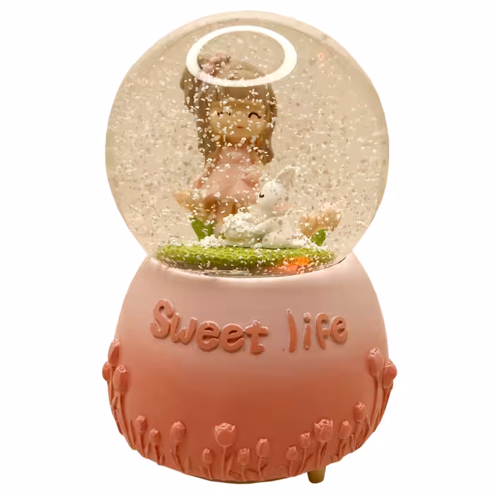گوی موزیکال مدل پمپی Sweet Life طرح دختر مهربون و خرگوش کوچولو کد PB8