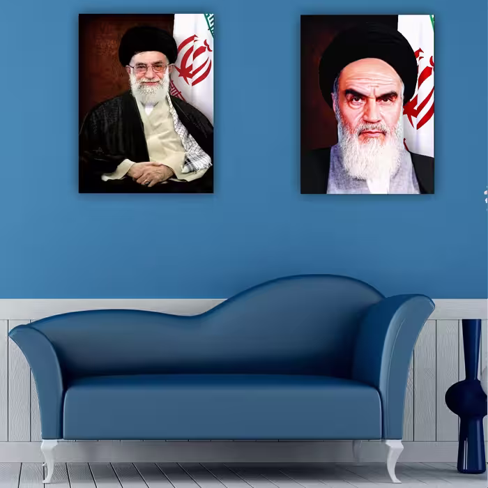 تابلو بوم طرح امام خمینی و حضرت آقا مدل 4030 مجموعه 2 عددی